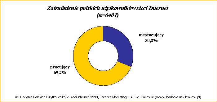 I Badanie Polskich Uytkownikw Sieci Internet '1999: Status zawodowy badanych